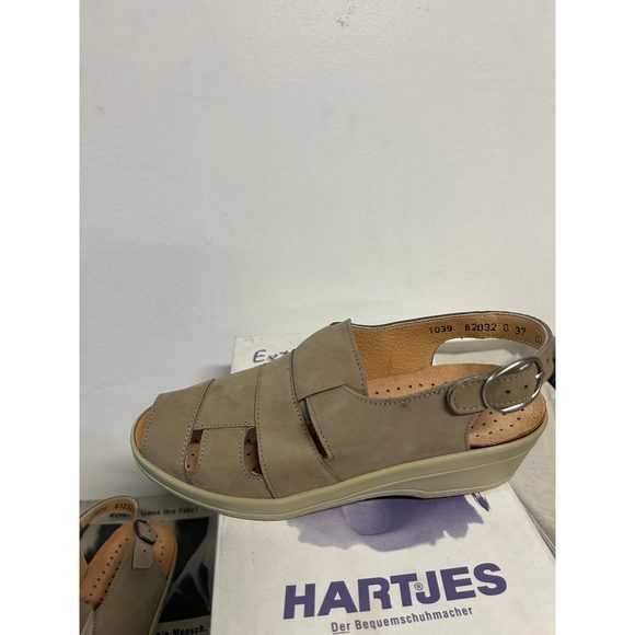 Vintage Hartjes Women's Stone Calf-Leather Adjustable Sling-back‎ Sandals 82032 - Picture 3 of 5
